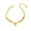 Vietnamese Gold Fortune Coin Bracelet - Ethnic Style, Long-Lasting Color Retention, Women’s Retro Clubbing Jewelry with Round Beads
