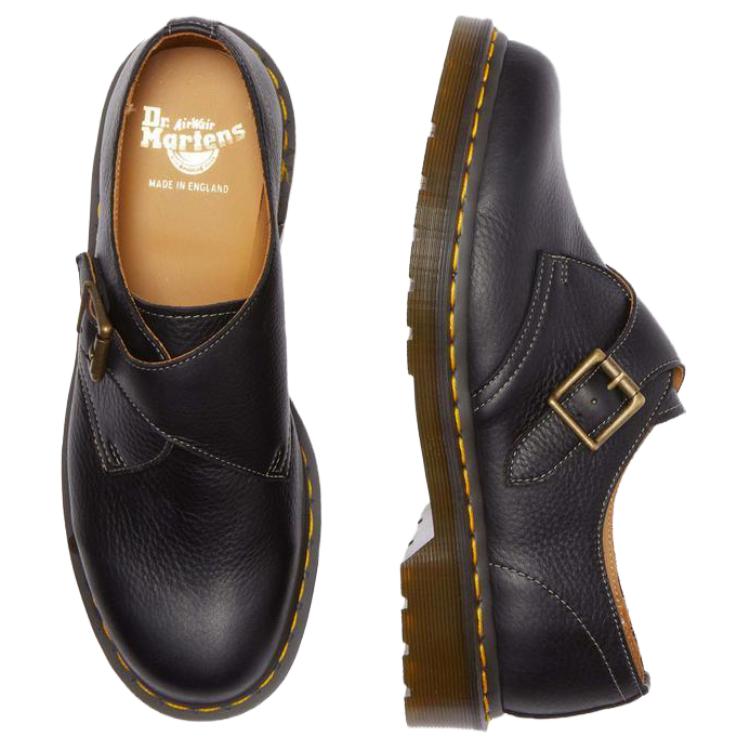 Dr. Martens Leather Comfortable Buckle Low-Top Casual Shoes Unisex Casual Shoes Black 31477001