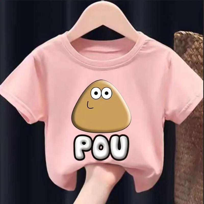 My Pet Alien Pou Kids Summer T-Shirt Cartoon Round Neck Infant Tracksuit Tees Clothing for Boys And Girls