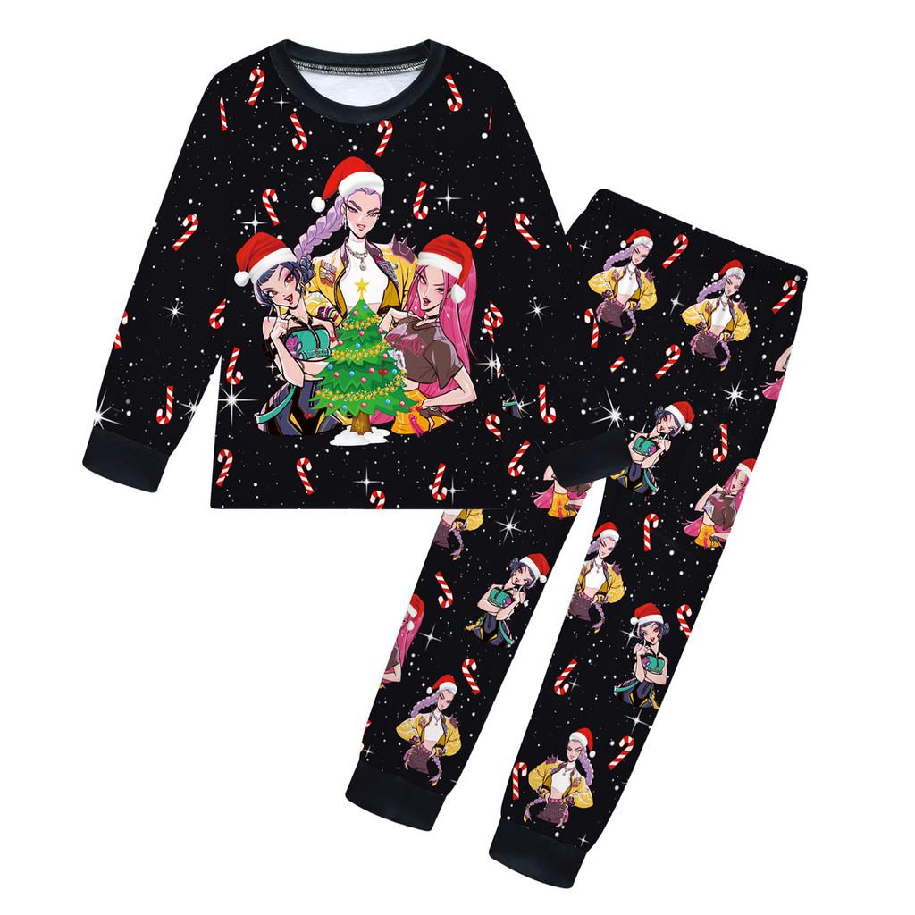 Kids Girls K-POP Rumi Zoey Mira Printed Casual Long Sleeves T-Shirt Pants Trousers Clothes Set