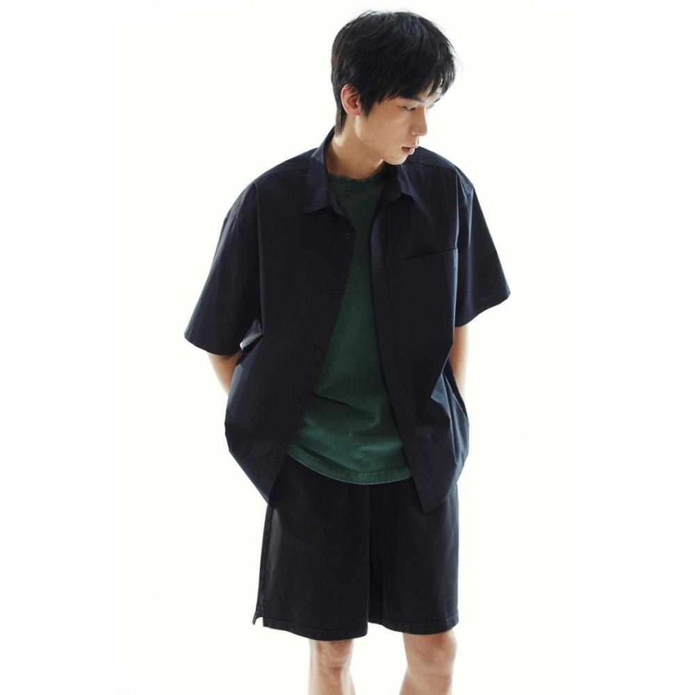 H M sHort Sleeve sHirt Regular Fit Black