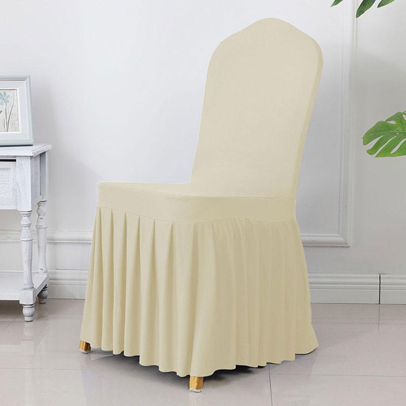 Pleated Skirt Chair Covers Spandex Party Weddings Banquet Polyester Chair Cover Hotel Home Decor Wedding Chair Covers
