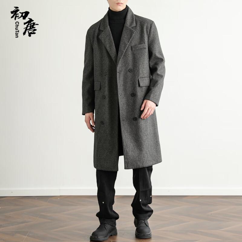 

Мужское двубортное пальто из смесовой шерсти L