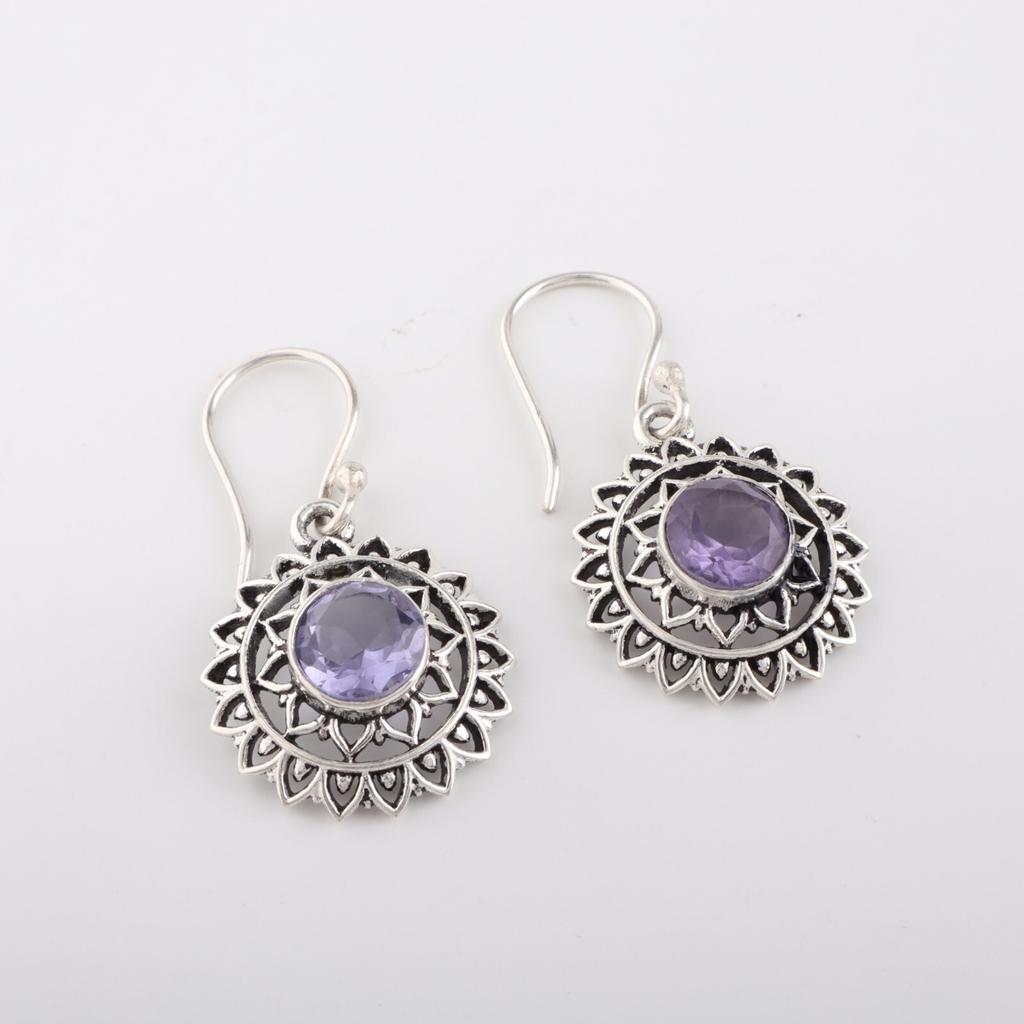 Iolite Gemstone 925 Sterling Silver Jewelry Handmade Drop/Dangle Earrings 1.57" CE-19-11