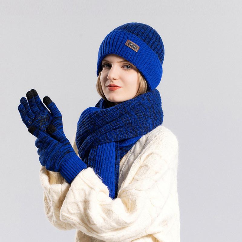 Acrylic Knit Hat Scarf Gloves Set With Windproof Warmth For Outdoor Winter Men And Women