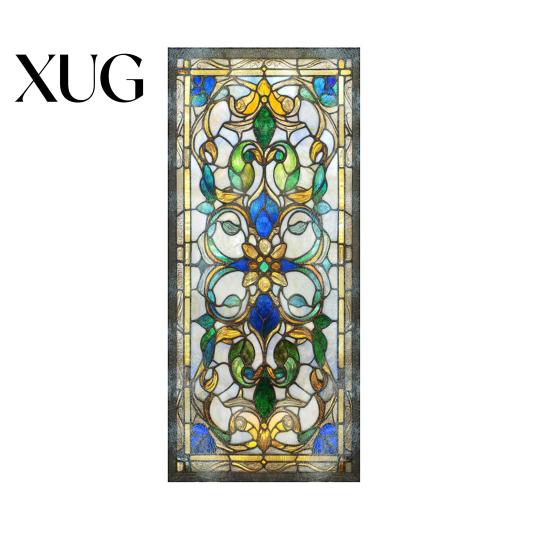 Waterproof Window Decal Privacy Film Vintage Stained Glass Style Static Cling Reusable Decorative Sticker for Cabinet Bathroom Kitchen Door