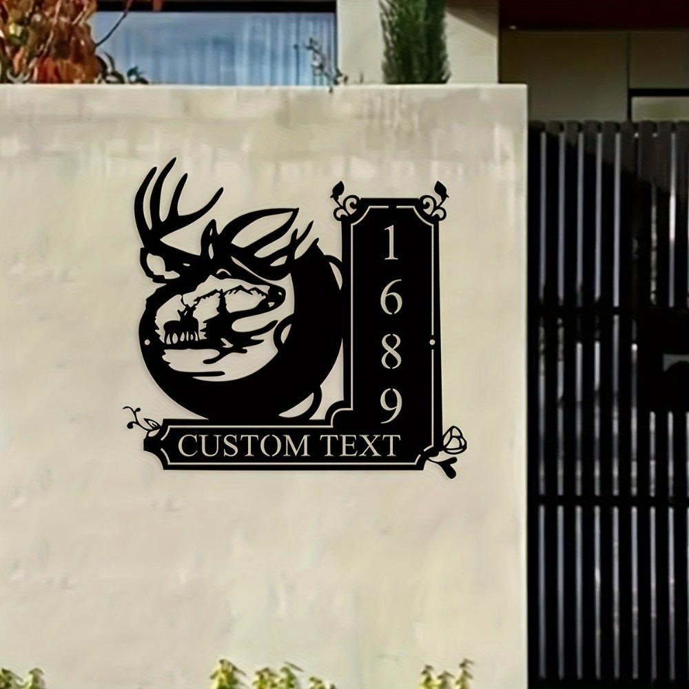 Metal Wall Art Deer Mountain Scene Handmade House Sign Custom Name ID Tag Door Decor