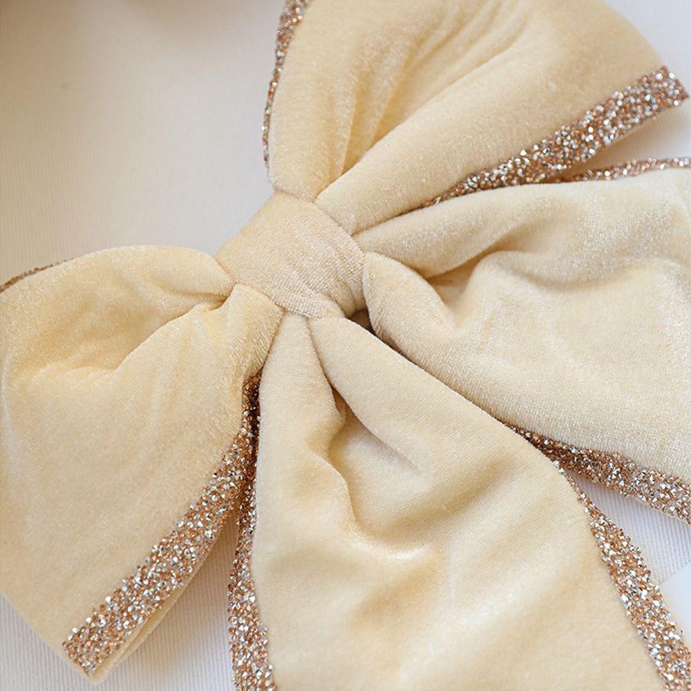 Cartoon Flocking Christmas Bow Ornaments Merry Christmas Decorations  Party Wedding Decoration