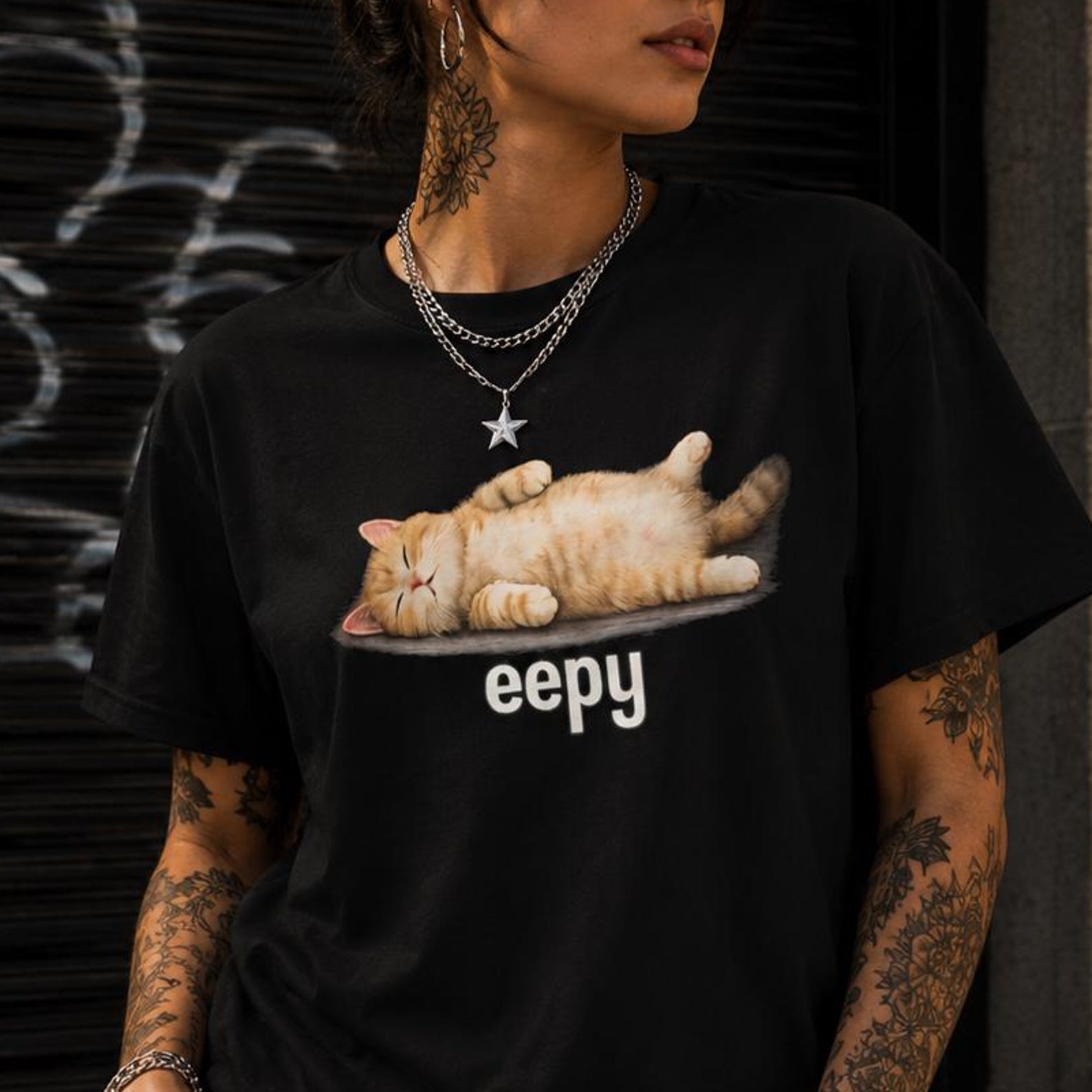 Eepy Cat Shirt, Sleepy Ginger Cat T-Shirt, Funny Lazy Cat Meme Tee, Cute Cozy Comfort Colors Graphic Shirt XL