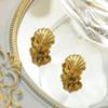 Non-Fading 316 Shell Titanium Steel Ear Buckle Striped Geometric Earrings Light Luxury High-End Women'S Jewelry