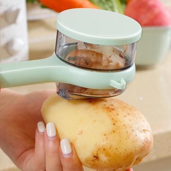 Stainless Steel Vegetable Peeler with Catcher Box Double-Sided Efficient Peeling Machine Multi-function Peelers for Home Kitchen Cooking