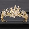 Trendy Handmade Wedding Crown Baroque Rhinestone Pearl Crystal Headband Wedding Hair Accessories Bridal Crown