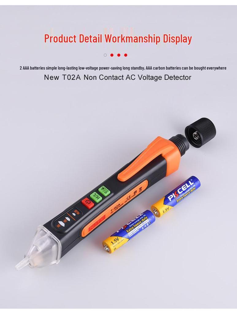 T02A Smart berührungsloser Induktions-Teststift für Elektriker: Erkennung von stromführendem/Neutralleiter und Bruchstellensuche