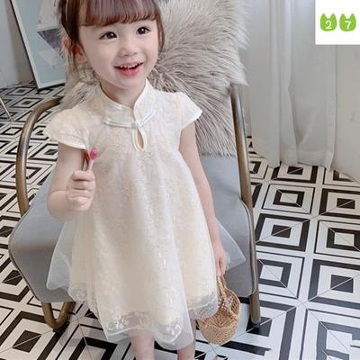 Çin Tarzı Kız Çocuk Etek Bebek Cheongsam Retro Prenses Elbise