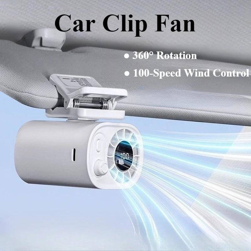 1pc Hipacool Portable Clip Fan 360° Rotatable 100 Speed Wind 12V USB Rechargeable Electric Fan Low Noise Mini Fan Clamp Anywhere