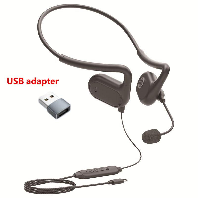 

Not-in Ear Karaoke Headphones Type-C Air Conduction Hifi Sound Gaming Headset with DSP Noise Reduction Earphones Microphone чорний