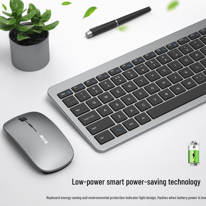 Evrensel Masaüstü/Dizüstü Bilgisayar Kullanımı İçin Hangshi Ultra İnce Sessiz Kablosuz Klavye ve Fare Seti