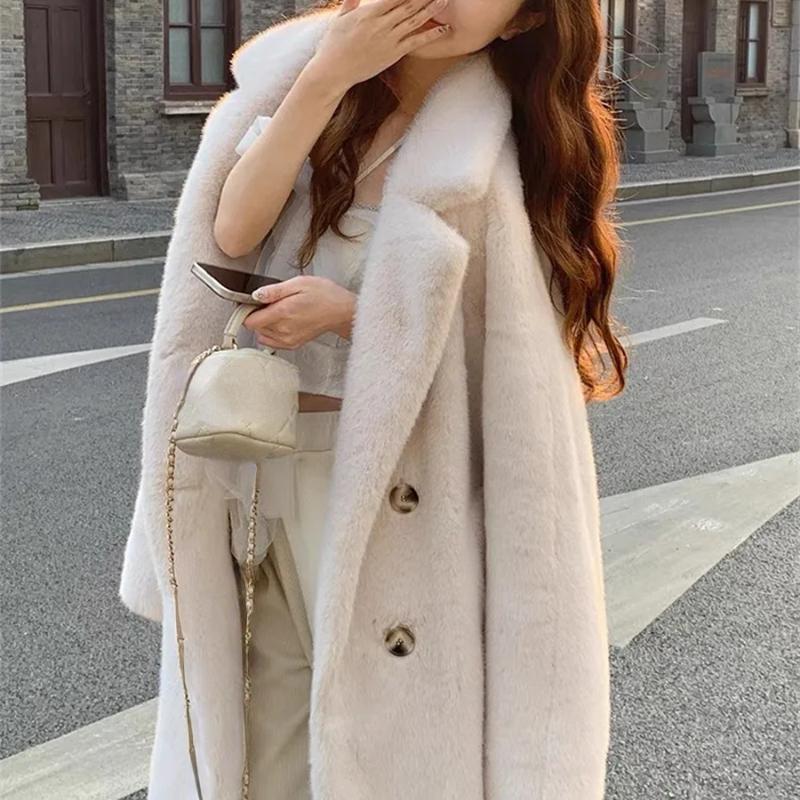 

Утепленные длинные пальто из искусственного меха, зимние плюшевые пальто из имитации норки Chaquetas, женские пальто высокого качества, роскошные элегантные пушистые куртки