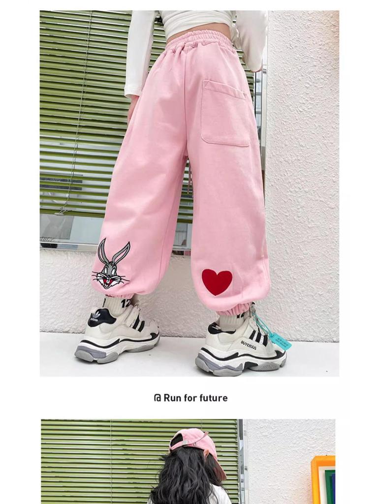 Girls' Cartoon Elastic Ankle Sweatpants - Spring/Autumn 2025 Collection