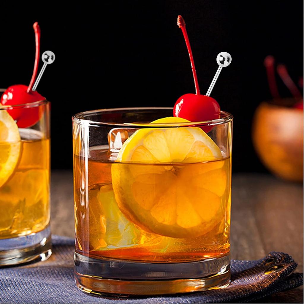 12 Stück Edelstahl Cocktailspieße Barwerkzeuge Getränkerührstäbchen Getränkedekoration Wiederverwendbare Fruchtspieße Cocktailspieße
