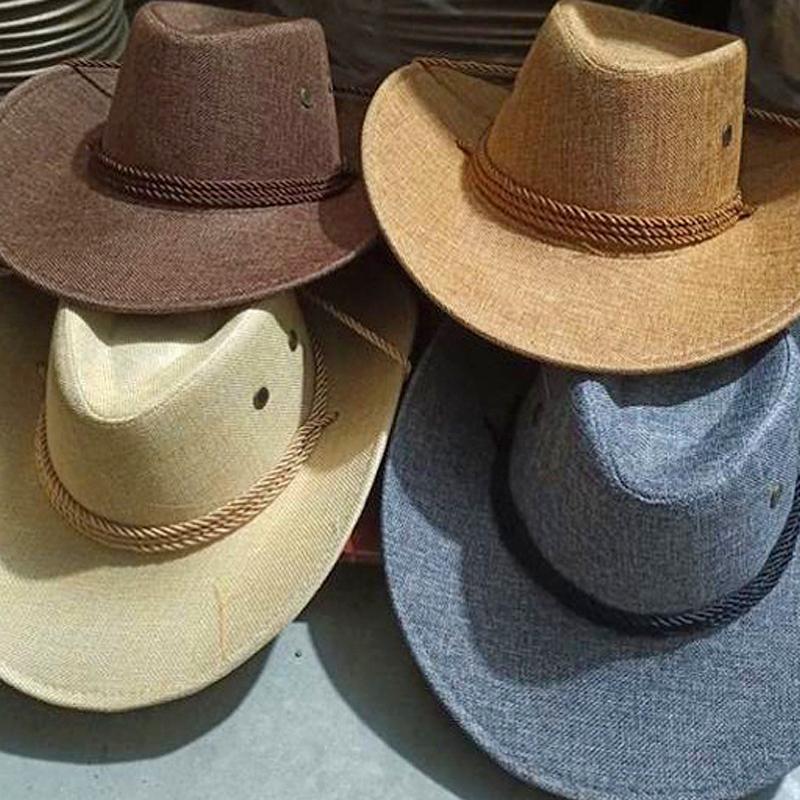 1 STK Retro Leinen Sonnenschutz Kappe Britischer Stil Western Cowboy Einfarbig Herren Atmungsaktiv