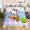 Cartoon Rabbit Duvet Cover Twin Cute Animal On The Moon Quilt Cover Microfiber Cloud Galaxy Space Bedding Set for Boy Girl Gift