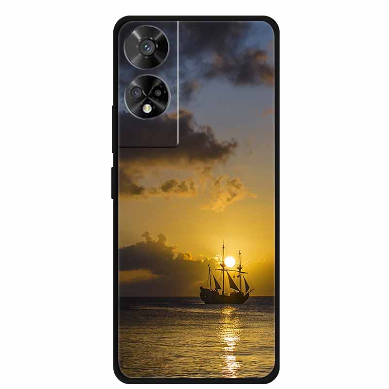 For TCL 50 5G Case Original Soft Silicone TPU Phone Cases Back Cover For TCL 50 XE 5G 50XE Fashion Planet New Coque Black Bumper