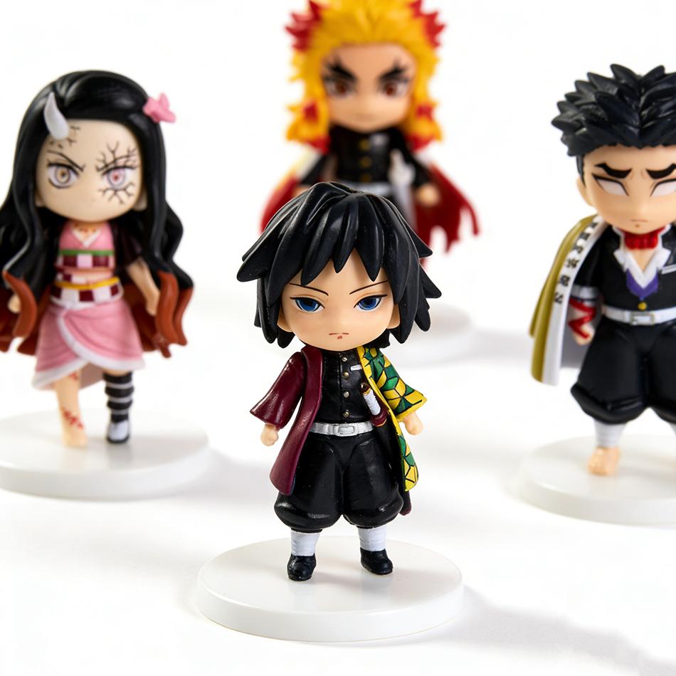 6 Pcs/Set Demon Slayer Q Version Standing Pose Tanjiro Nezuko Figure Pvc Anime Cartoon Ornaments Creative  Model Toy