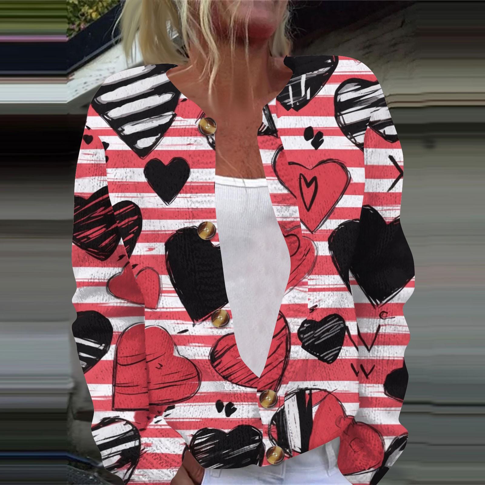 

Жіноча модна в язана куртка з довгим рукавом і принтом M червоний