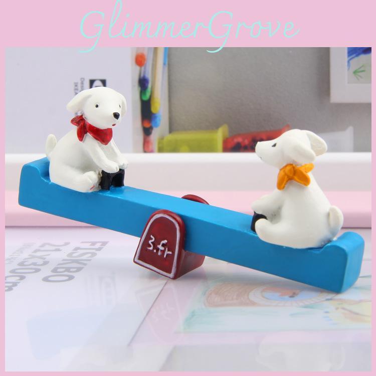 Garden Decor Resin Cartoon Dog Seesaw Planter Kawaii Style For Home And Gift Use