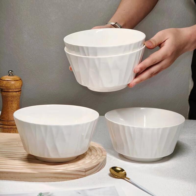 Linpan Nordic 6-inch White Jade Glaze Porcelain Bowl