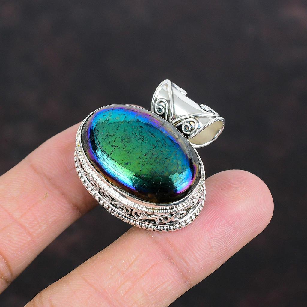 Mystic Fire Labradorite Pendant Natural Gemstone Jewelry 925 Sterling Silver Pendant Handmade Pendant Antique Vintage Jewelry Gifts For Wife