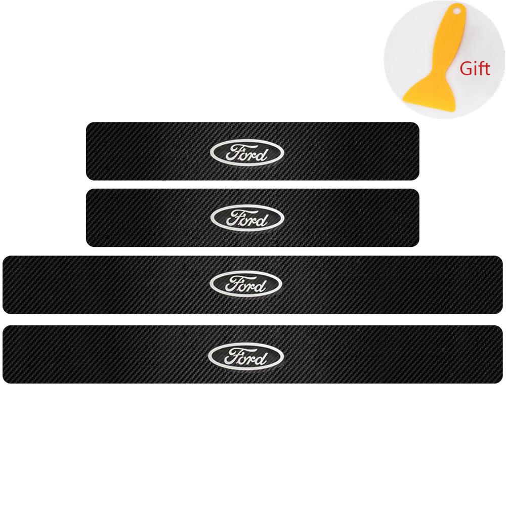 qmzhr10 4pcs Car Door Sill Scuff Plate Stickers Center Cover For Ford Focus 2 3 Mondeo Fiesta Fusion Ghia Ecosport Ranger Mondeo Mustang