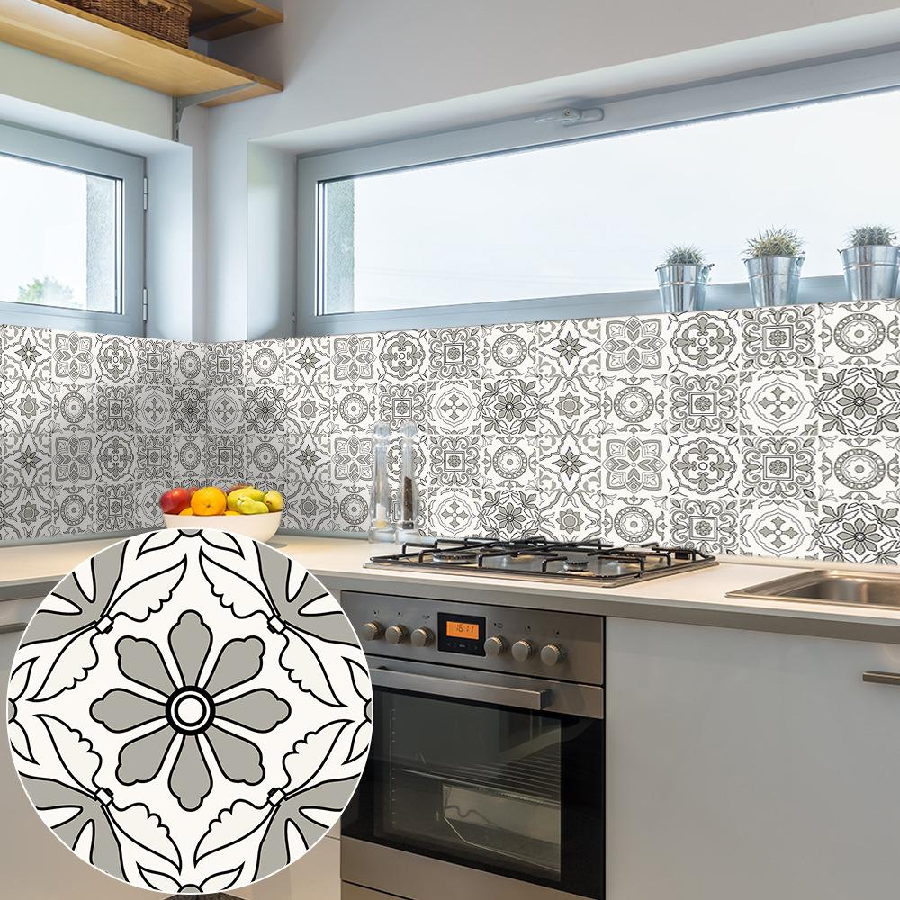 10 Stück Fliesenaufkleber im europäischen Stil für Küche, Badezimmer, Kleiderschrank, Heimdekoration, ölbeständige Keramik, PVC-Kunst-Wandaufkleber