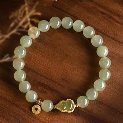 Natural Hetian Jade Gourd Bracelet: Elegant Chinese Style Gift for Women