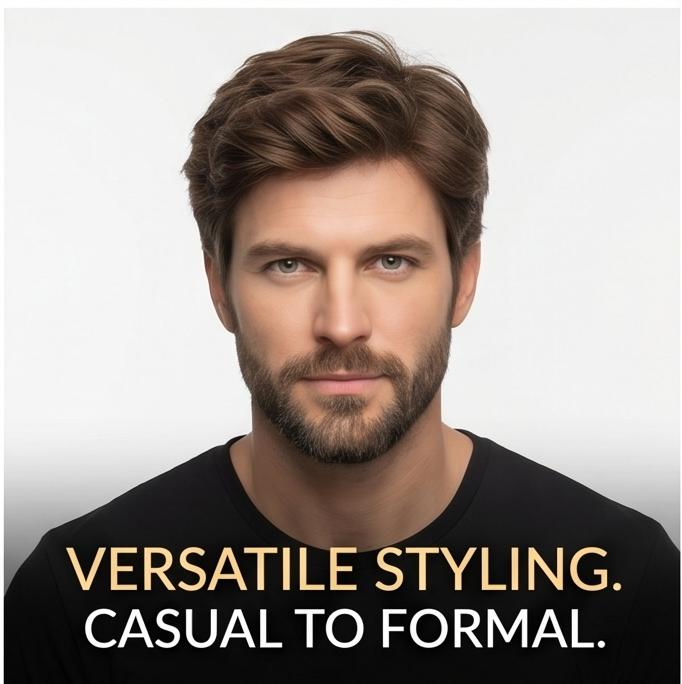 Men's Short Fluffy Curly Wig, Heat Resistant Synthetic Hair, Rose Net Cap, Natural Looking for Daily & Party Occasions
