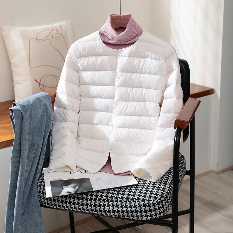 Lightweight Down Jacket for Women, Short Round Neck, Warm Inner Lining, Slim Fit, Thin Inner Layer, Oversized Jacket, Trendy