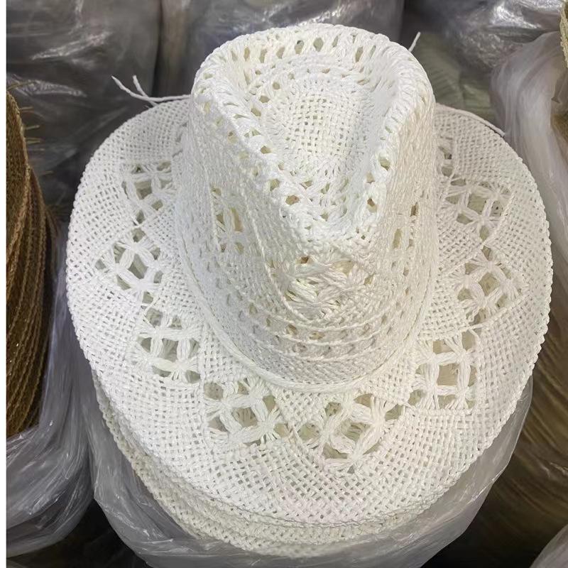 new Men Cowboy Straw hat women Fashion Large Brim straw hat with belt Party Outdoor summer cowgirl beach Sun Hat sombrero vaquer