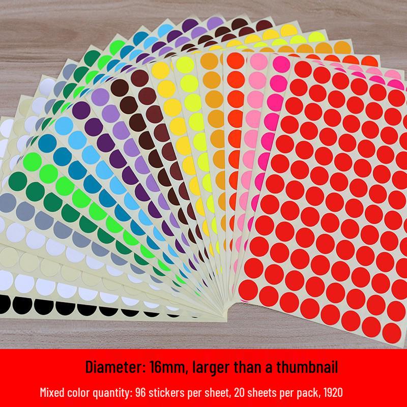 Mixed Color Round Dot Sticker Labels - Available in 10, 16, and 20 Vibrant Colors