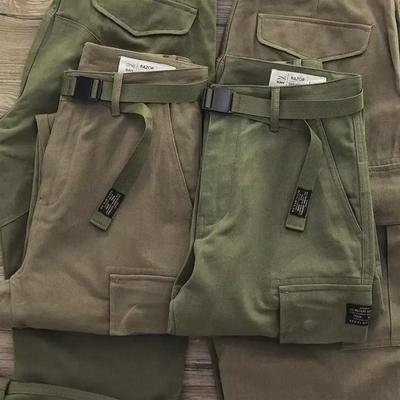 Men's Retro Multi-Pocket Heavy-Duty Wide-Leg Cargo Pants for Autumn and Winter