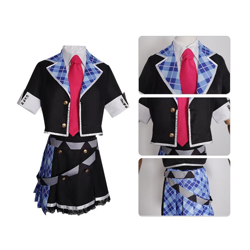 Project Sekai Luka Cosplay Outfit Megurine Luka Blue Tartan Dress Halloween Party Costume Complete Set For Woman Girl