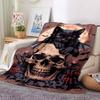 1pc Cat, Halloween Skull Blanket Lightweight Flannel Blanket Throw Blanket For Sofa, Bed, Travel, Camping, Livingroom, Couch, Chair, And Bed yy2509026