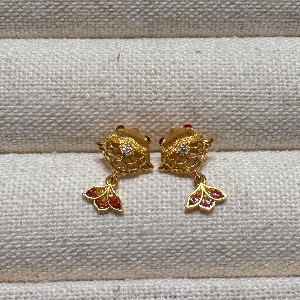 Hot Selling Lucky Koi Cute Red Koi Earrings New Chinese Retro Earrings Mini