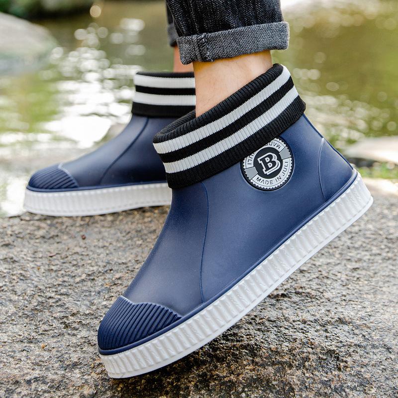 

Резиновые сапоги для мужчин и женщин, низкие резиновые сапоги, всесезонная обувь для воды на мягкой подошве, нескользящая, водонепроницаемая, средней высоты, утолщенная, легкая обувь 45