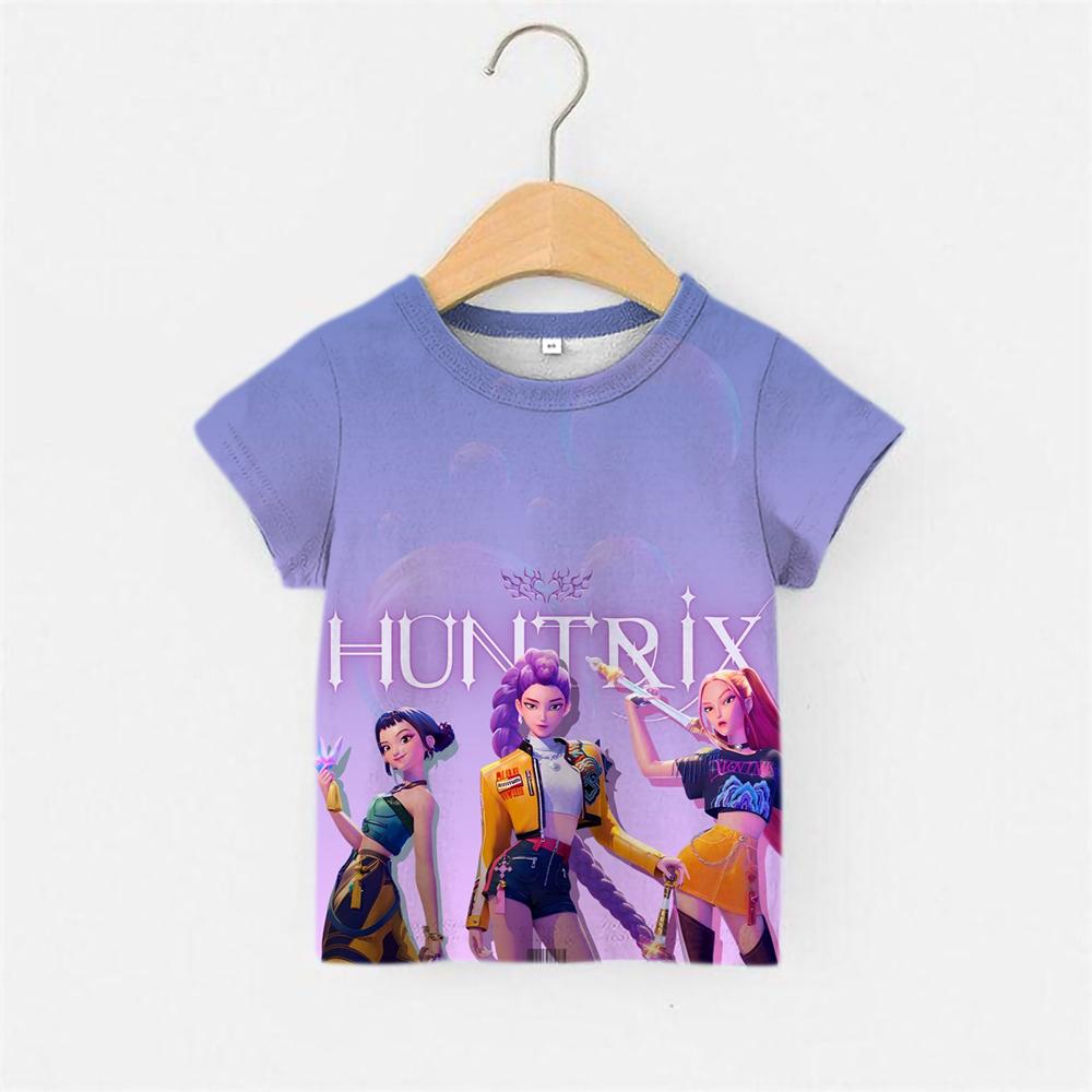 Huntrix Kpop Lovci démonů 3D potisk Dětské tričko Chlapci Dívky Dárek pro fanoušky Letní móda Dětský top