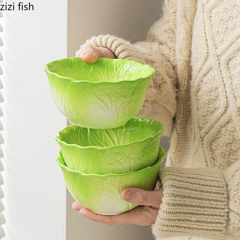Cabbage Ceramic Dessert Bowl Rice Bowls Soup Plate Dining Plate Fruit Plates Salad Bowl Noodle Bowls Snack Plates Dim Sum Dish
