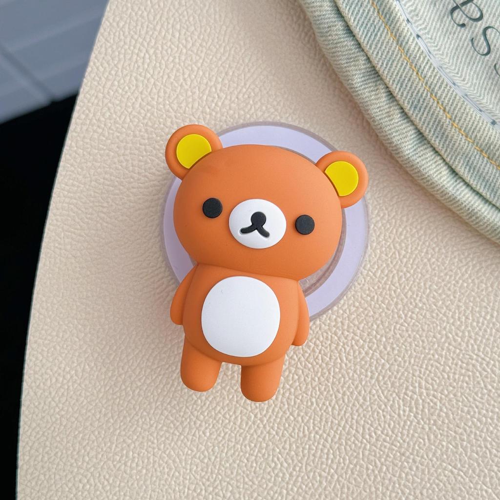 Cartoon Magnetic Retractable Phone Holder: Cute Airbag & Rotating Design for Lazy Desktop Use
