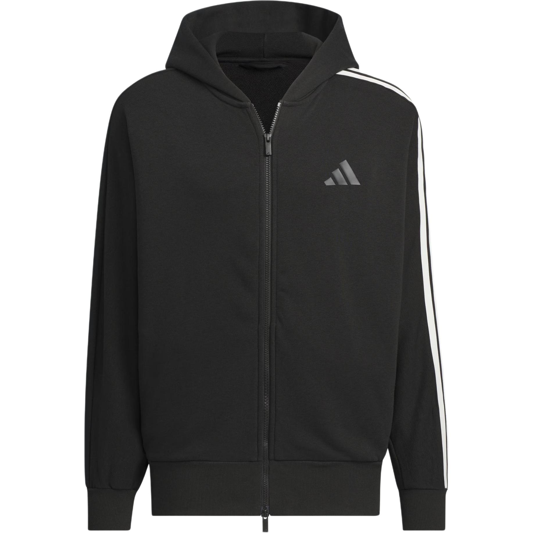 Adidas FW24 Casual Sports Series Brand Logo Stripe Loose Fit Hooded Jacket Unisex Jacket Black JL6077 XL