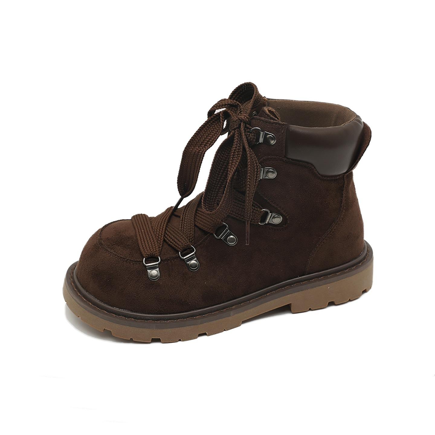 

British style retro lace-up fashionable Martin boots women s 2025 new height-increasing and thin hiking locomotive boots 40 кофейный