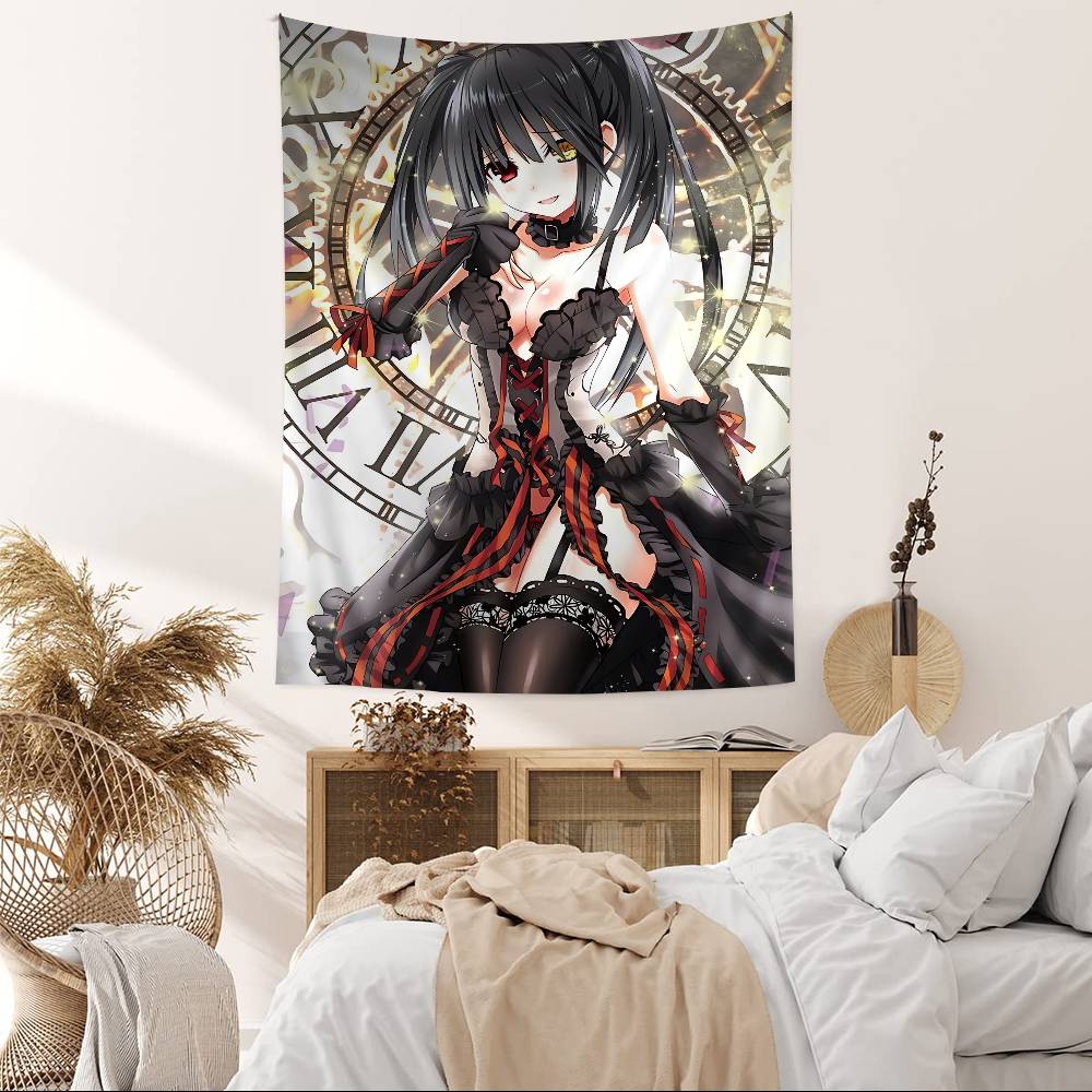 Cool And Cute T-Tokisaki Kurumi Anime Anime Tapestry Hanging Tarot Hippie Wall Rugs Dorm Home Decor